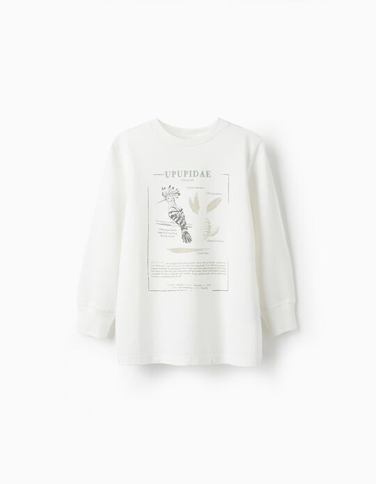 Camiseta de Manga Larga para Niño 'Upupidae', Blanco