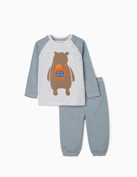 Pijama Manga Larga para Bebé Niño 'Basketball Bear', Gris/Azul
