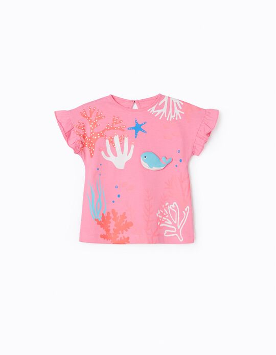 T-Shirt para Bebé Menina 'Whale', Rosa