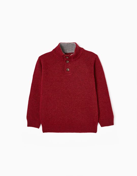 Camisola de Lã para Menino, Vermelho Escuro