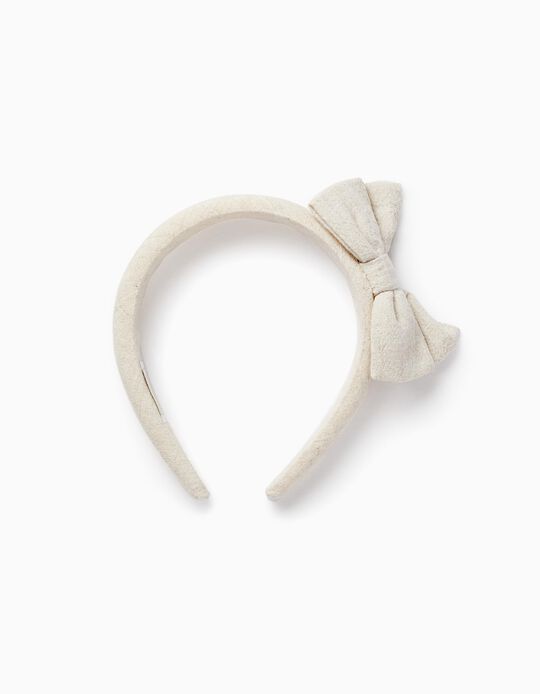 Headband with Bow for Girls, Beige