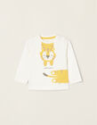 Long Sleeve Cotton T-shirt for Newborn Baby Boys 'Tiger', White
