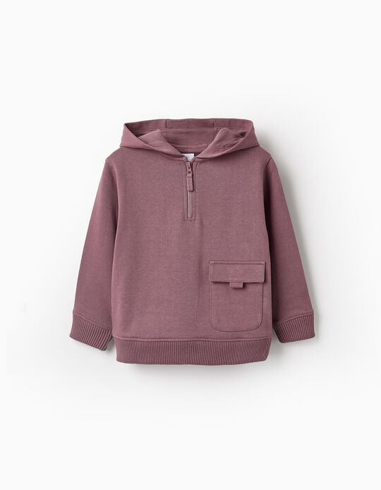 Comprar Online Sweat de Algodão com Capuz e Bolso para Menino, Mauve