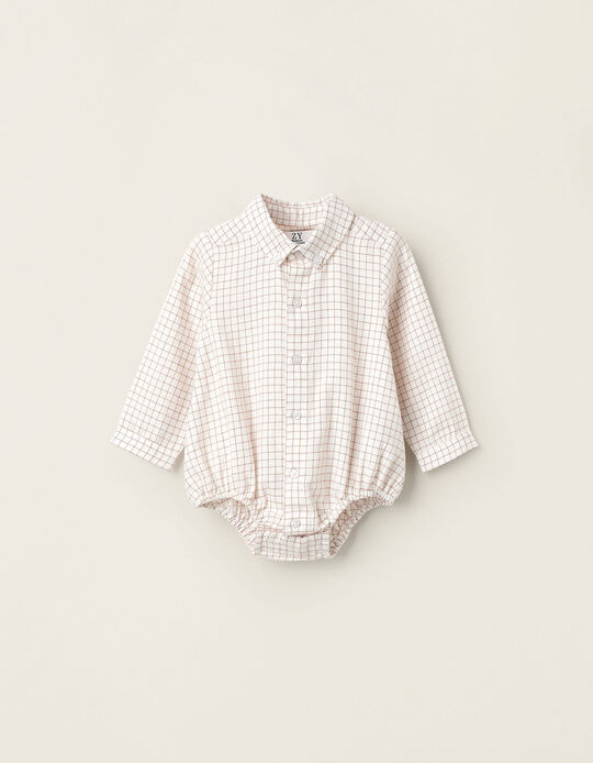 Comprar Online Body-Camisa aos Quadrados para Recém-Nascido, Branco/Laranja