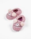 Sherpa Slippers for Girls 'Monster', Pink/Lilac