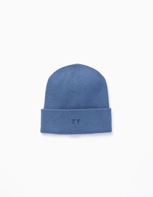 Comprar Online Gorro Canelado com Dobra para Menino, Azul