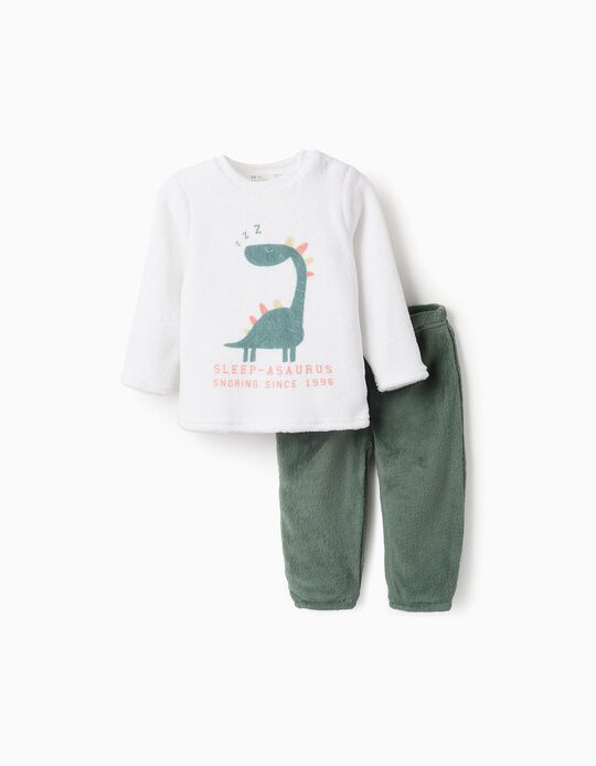 Comprar Online Pijama Felpudo para Bebé Menino 'Dinossauro', Branco/Verde