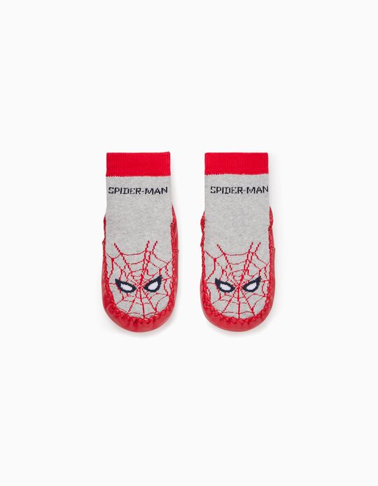 Slipper-Socks for Babies and Boys 'Spider-Man', Grey/red
