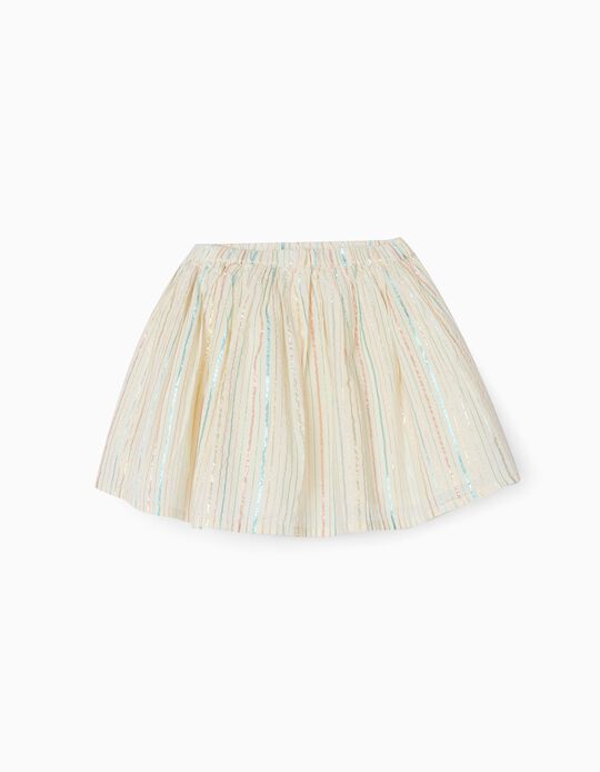 Striped Skirt for Girls, Beige