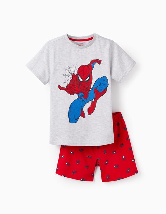 Pijama de Algodão para Menino 'Homem-Aranha', Cinza/Vermelho
