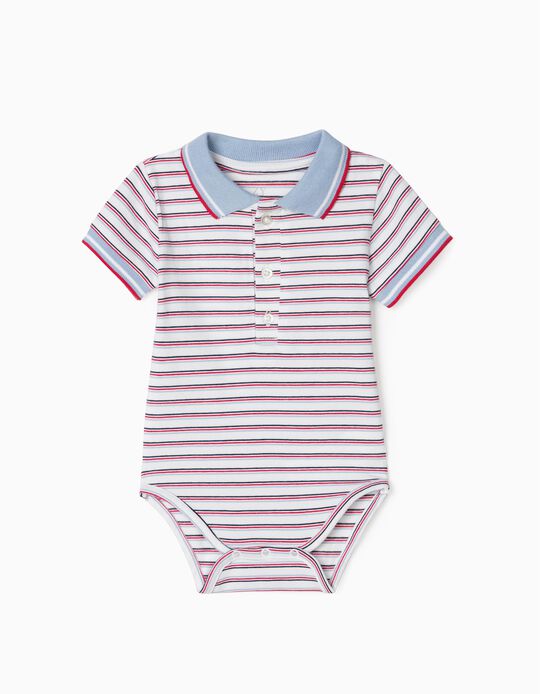 Striped Polo-Bodysuit for Newborn Baby Boys, Multicoloured