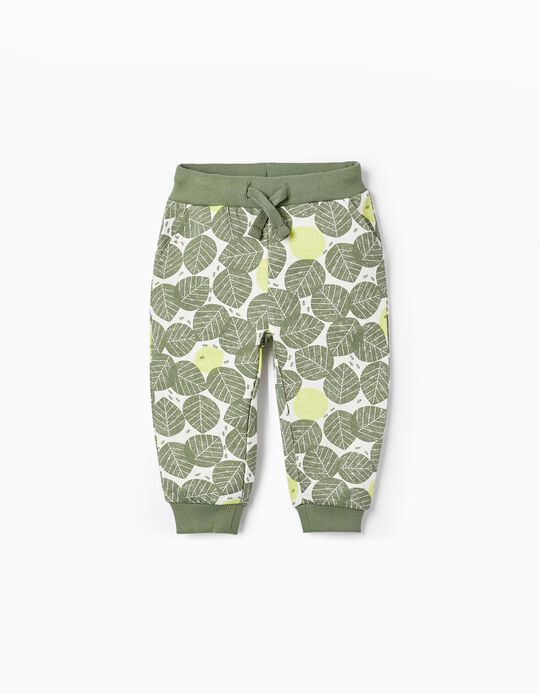 Cotton Joggers for Baby Boys 'Leaves', Green
