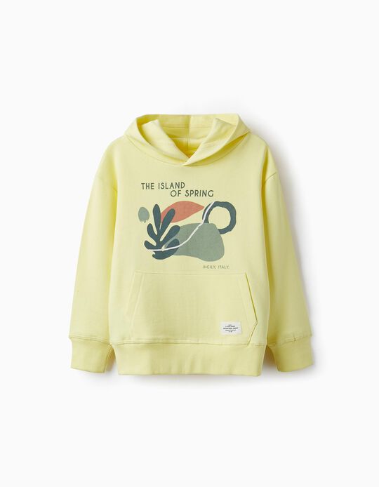 Cotton Hooded Sweatshirt for Boys 'The Island of Spring', Yellow