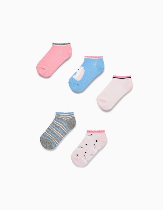Pack 5 Pairs of Socks for Girls 'Unicorn', Multicoloured