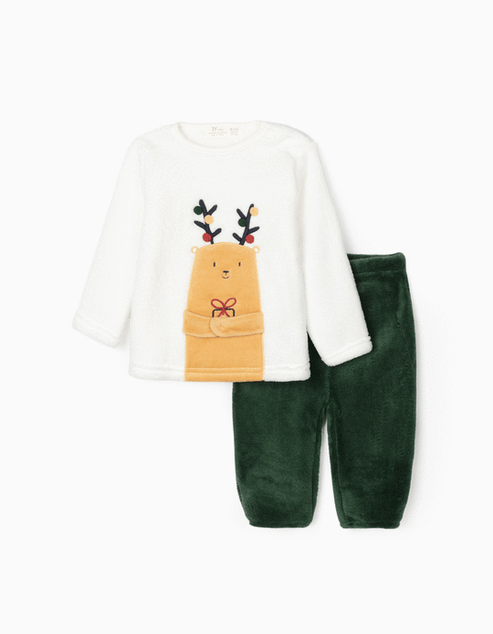 Pijama Navideño para Bebé Niña, Blanco/Verde