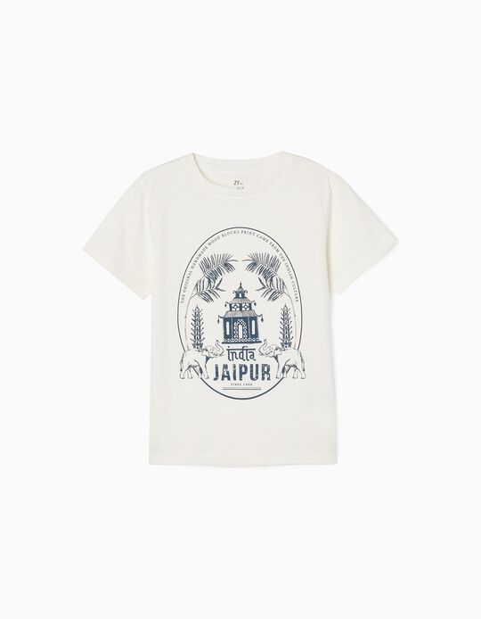Camiseta de Algodón para Niño 'India', Blanco