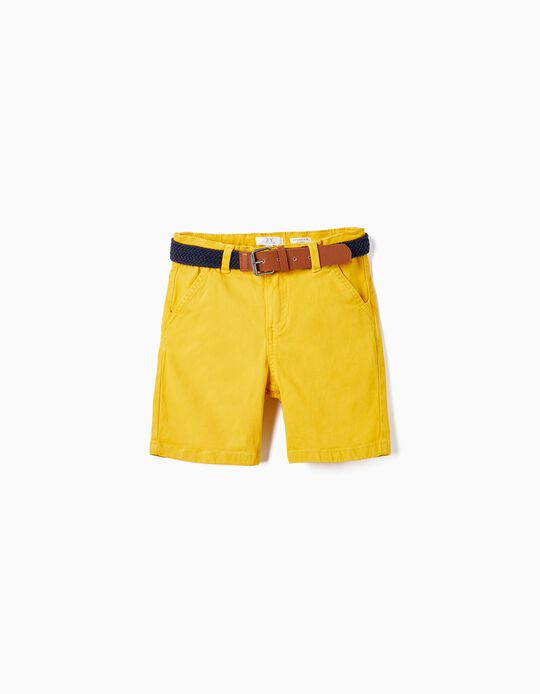 Pantalones Chino con Cinturón para Niño, Amarillo