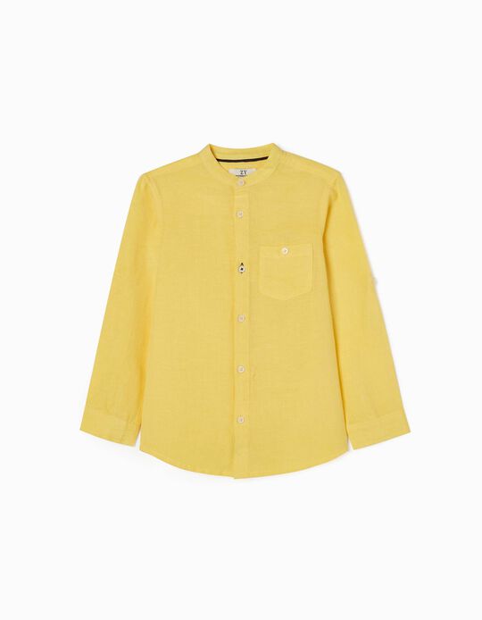 Camisa Gola Mao para Menino, Amarelo