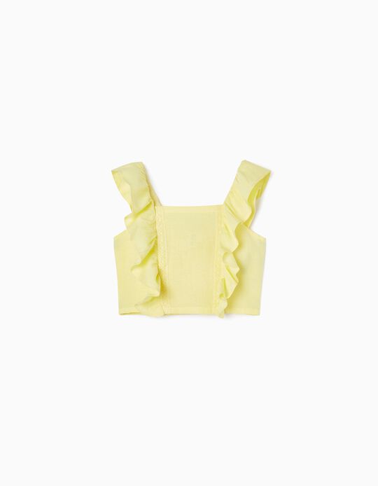 Strappy Dress with Ruffles for Girls, Yellow