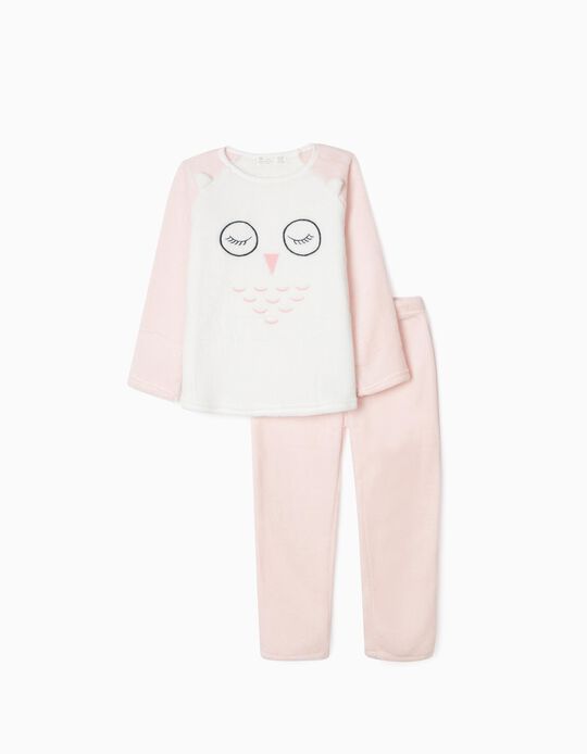 Pyjamas for Girls 'Owl', White/Pink
