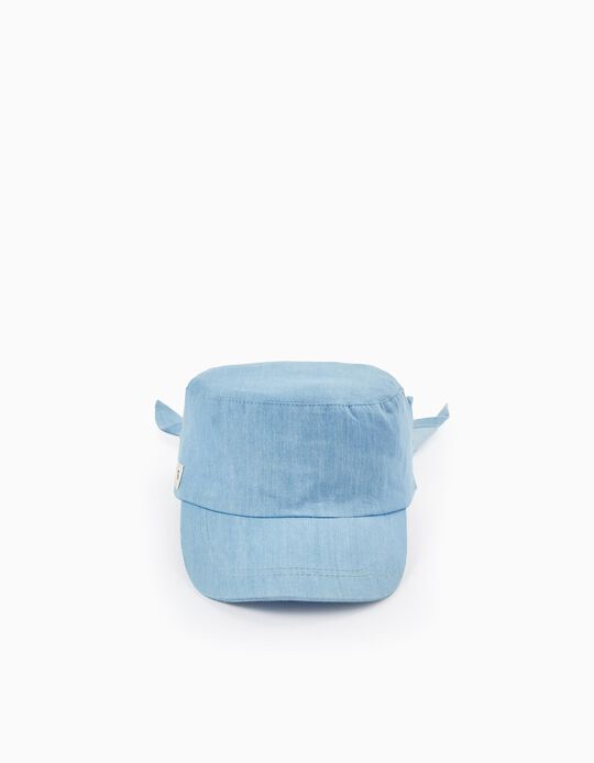 Gorra de Algodón con Cinta para Niña, Azul