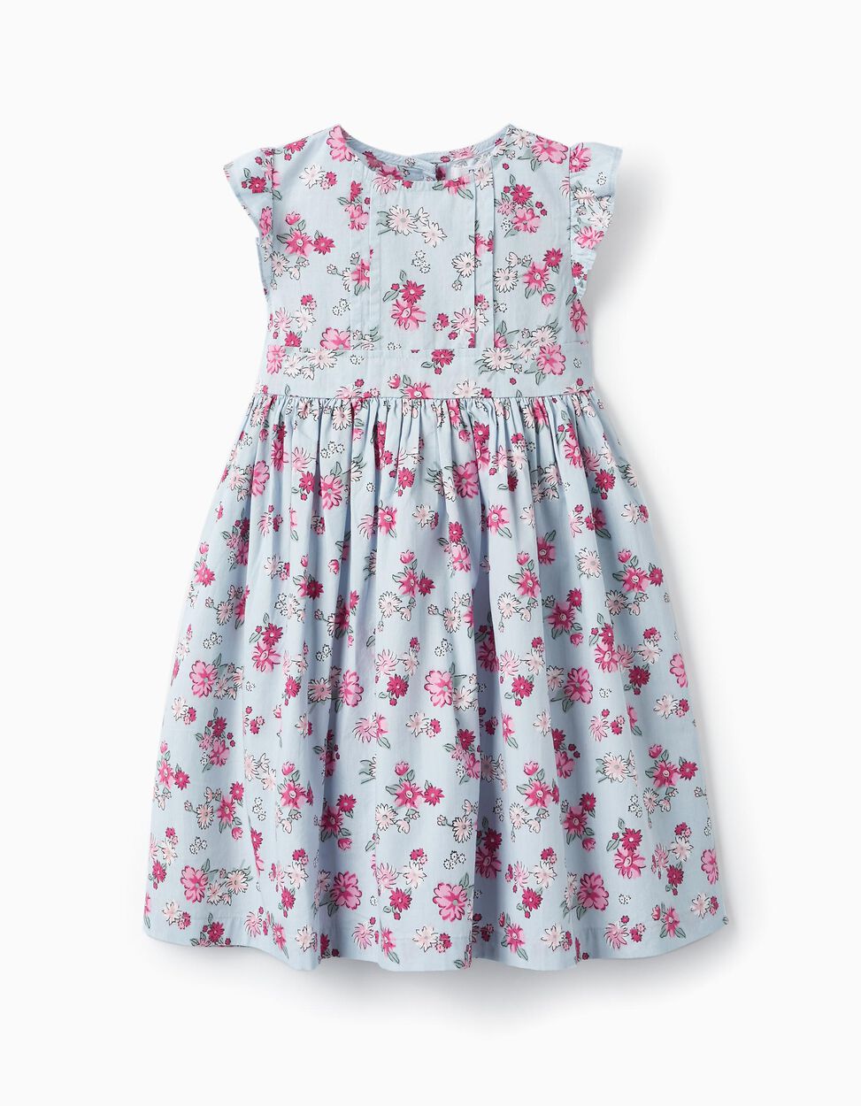 Buy Online Floral Dress with Ruffles for Girls, Light Blue