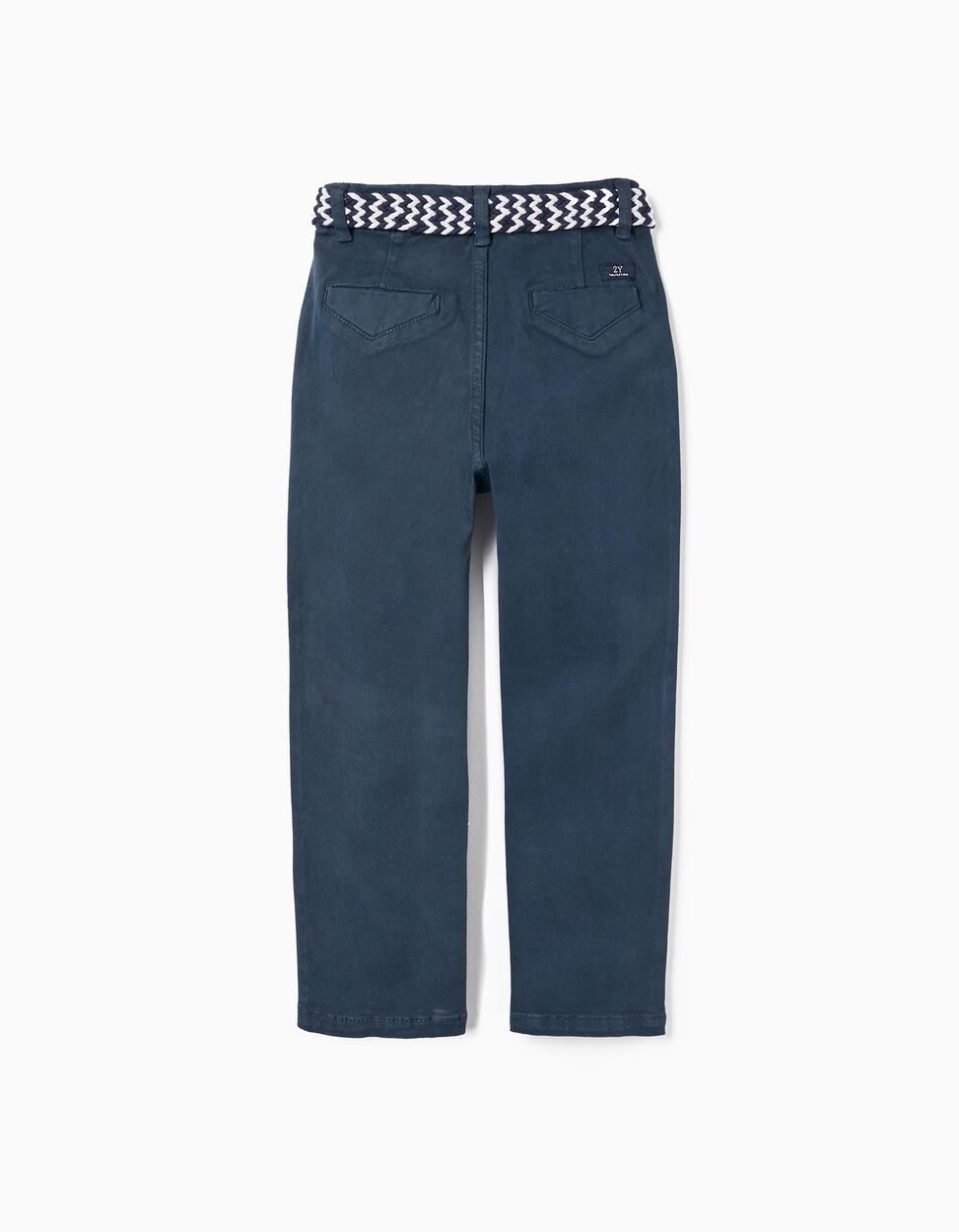 Comprar Online Pantalones de Sarga con Cinturón para Niño 'Slim Fit', Azul Oscuro