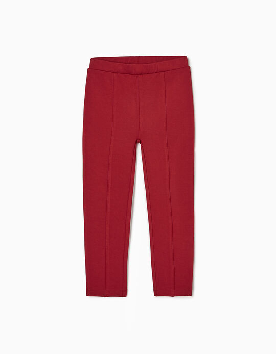 Leggings with Creases for Girls, Dark Red