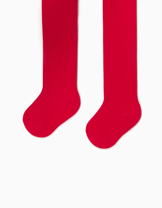 Fine Knit Tights for Baby Girls, Red