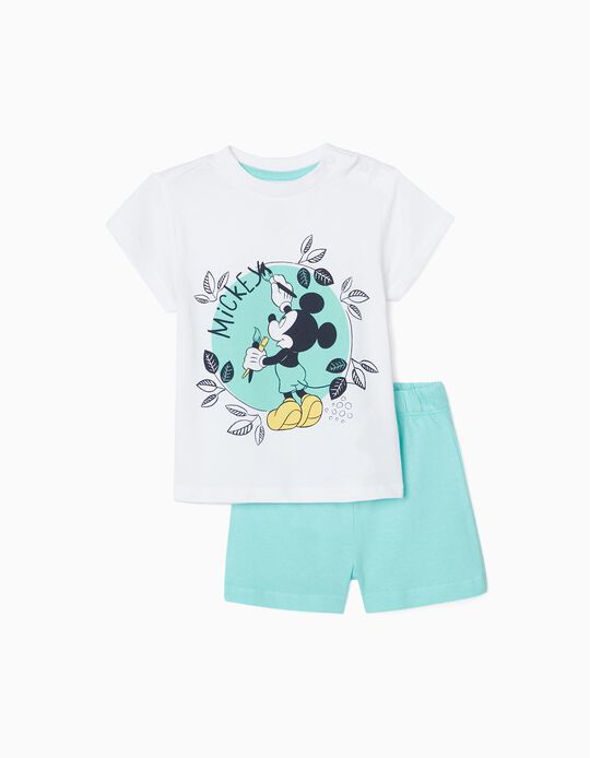 Pyjamas for Baby Boys 'Nature Mickey', Aqua Green/White