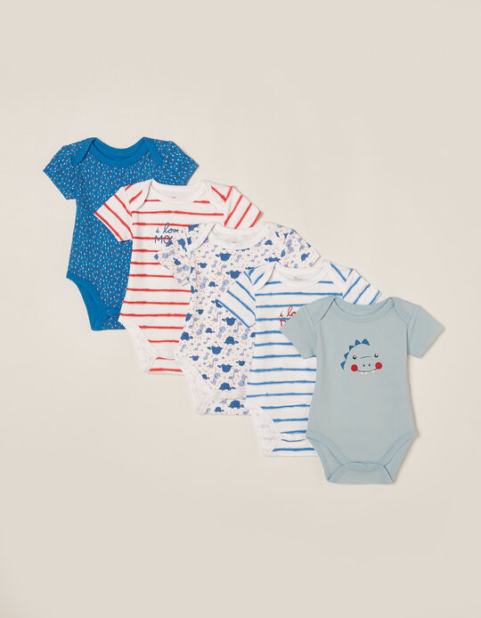 5 Bodysuits for Babies 'Dino', Multicoloured