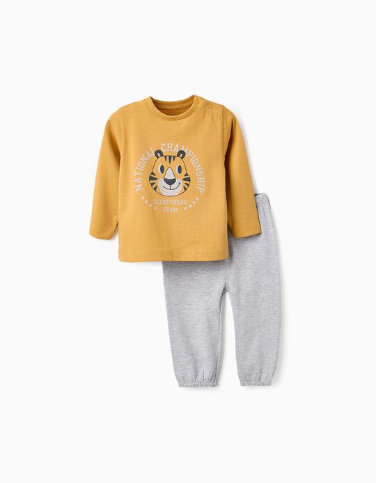 Comprar Online Pijama de Algodão para Bebé Menino 'Tigre', Cinza/Amarelo