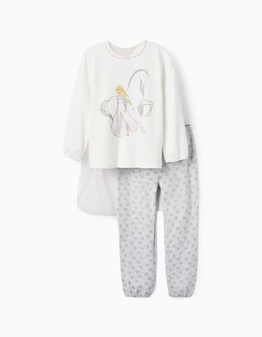 Pyjama avec Cape en Tulle et Paillettes pour Fille 'Elsa', Blanc/Gris