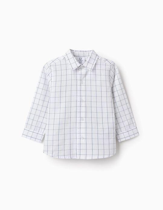Comprar Online Camisa de Algodão aos Quadrados para Bebé Menino, Branco