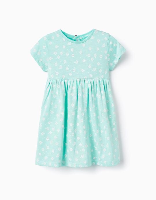 Comprar Online Vestido com Estampado para Bebé Menina 'Flores', Verde Água