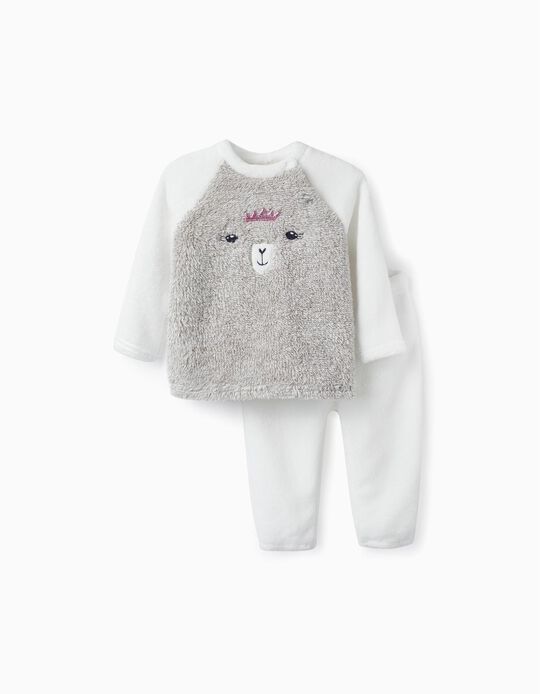 Plush Pyjama for Baby Girls 'Princess Llama', White/Grey