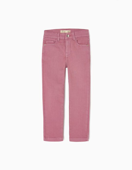 Cotton Twill Trousers for Girls 'Skinny Fit', Lilac