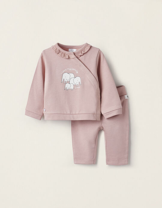 Sweatshirt + Cotton Trousers for Newborn Girls 'ZY Mini', Pink
