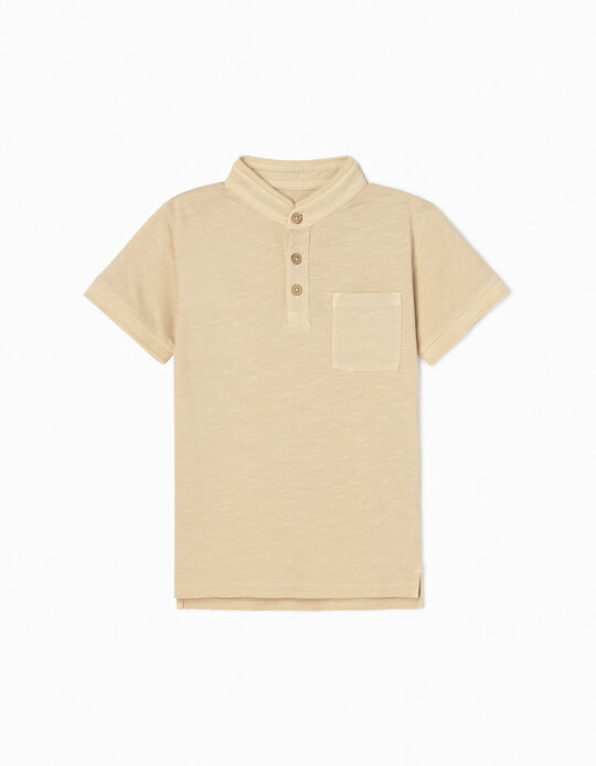 Polo with Mao Collar for Boys, Beige