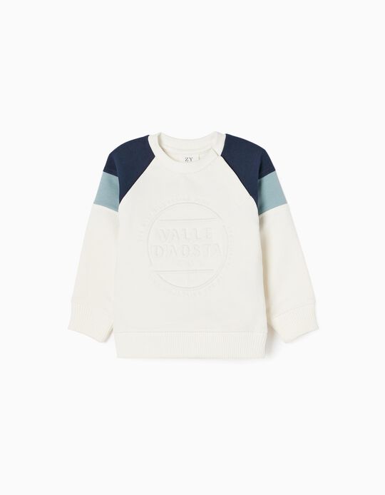Cotton Sweatshirt for Baby Boys 'High Mountains', White/Blue