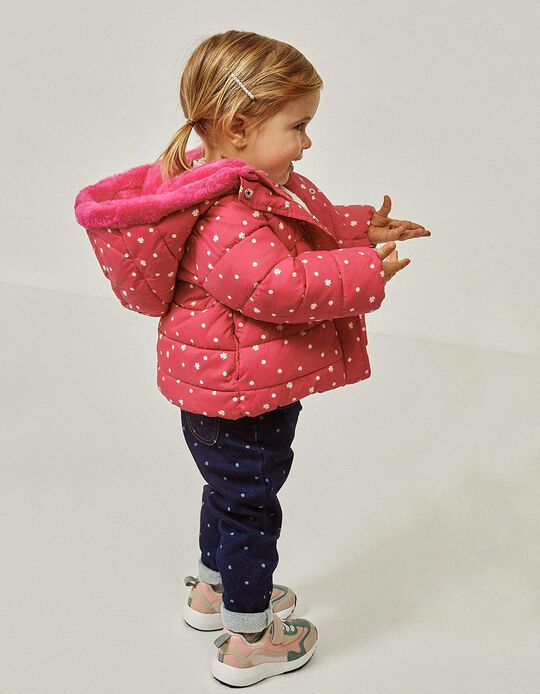Hooded Padded Jacket with Polar Lining for Baby Girls, Pink