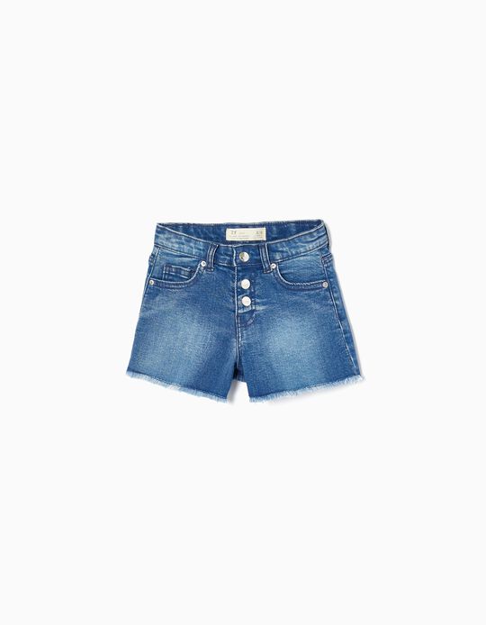Cotton Denim Shorts for Girls, Blue