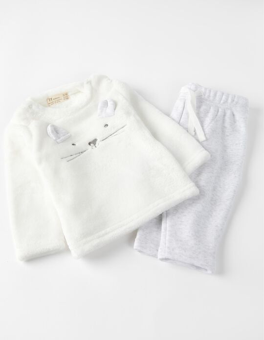 Set for Newborn Babies 'Kitty', White/Grey