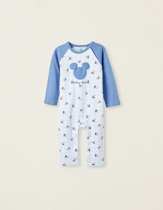 Cotton Sleepsuit for Newbrons 'Mickey & Donald', Blue