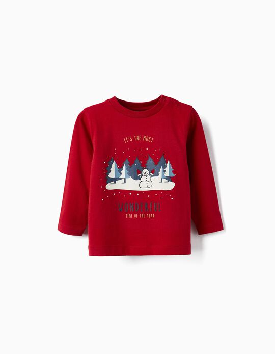Comprar Online T-Shirt de Algodão para Bebé Menino 'Wonderful', Vermelho