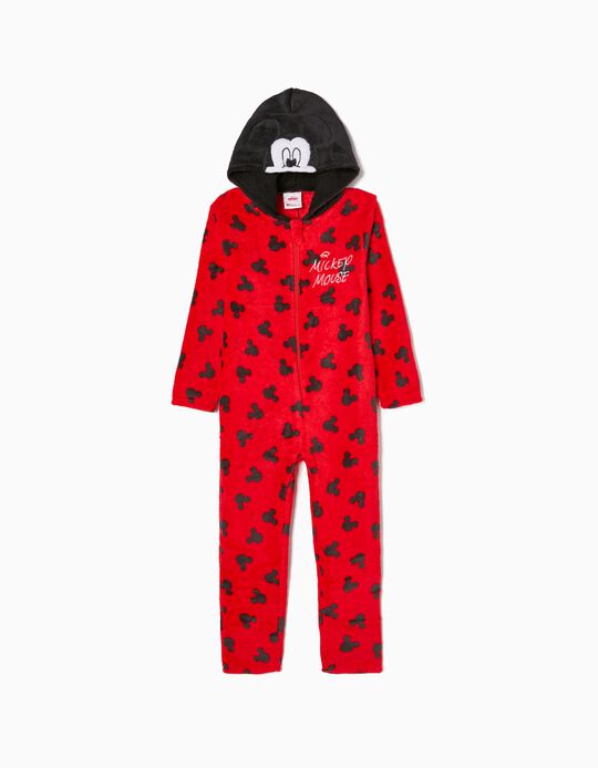 Pijama-Macacão em Peluche para Menino 'Mickey', Vermelho/Preto