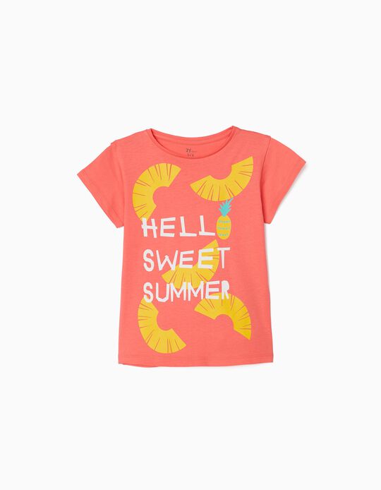T-Shirt Fille 'Sweet Summer', Corail