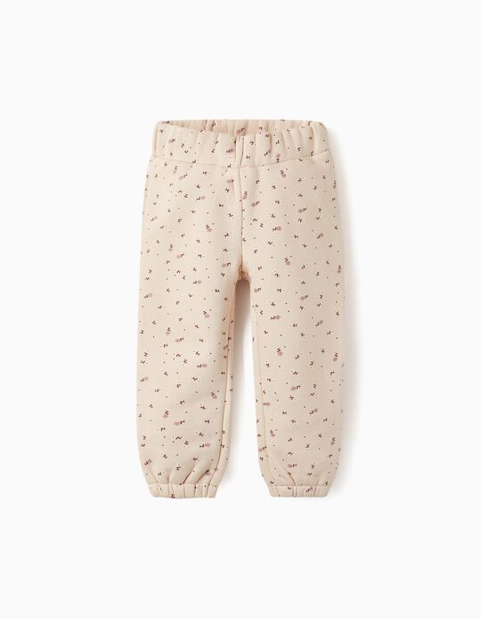 Carded Joggers for Baby Girls 'Floral', Light Pink