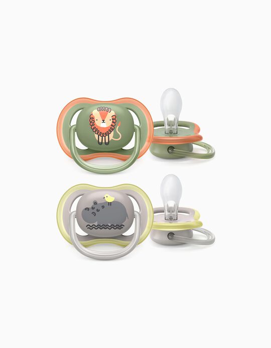 2 Chupetes Ultra Air Silicona Animales 6-18M Philips/Avent