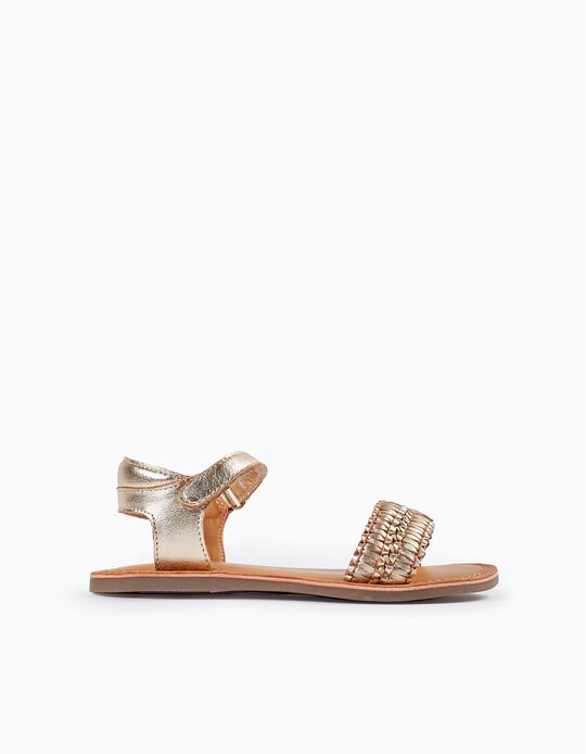 Leather Sandals for Girls, Gold